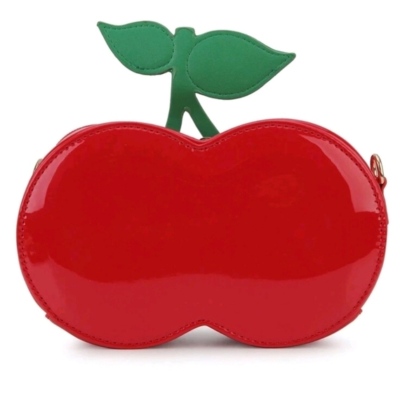 🔹️Cherry  Glitter Leaf Decor Cherry Design Chain Novelty Bag  pre-owned ✨️🍒 - Picture 6 of 8